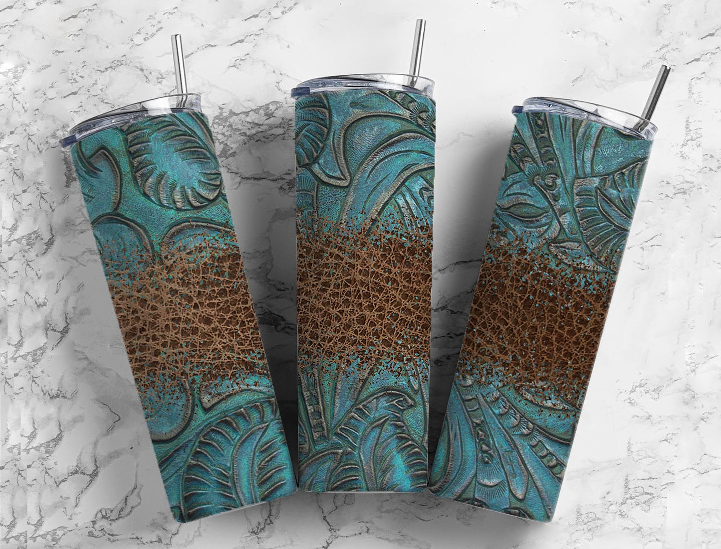 Blue Leather Tumbler 20oz