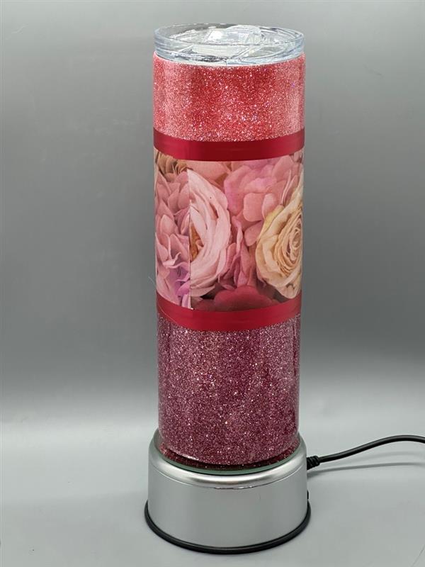 Roses and Pink Glitter Tumbler Epoxy 20oz