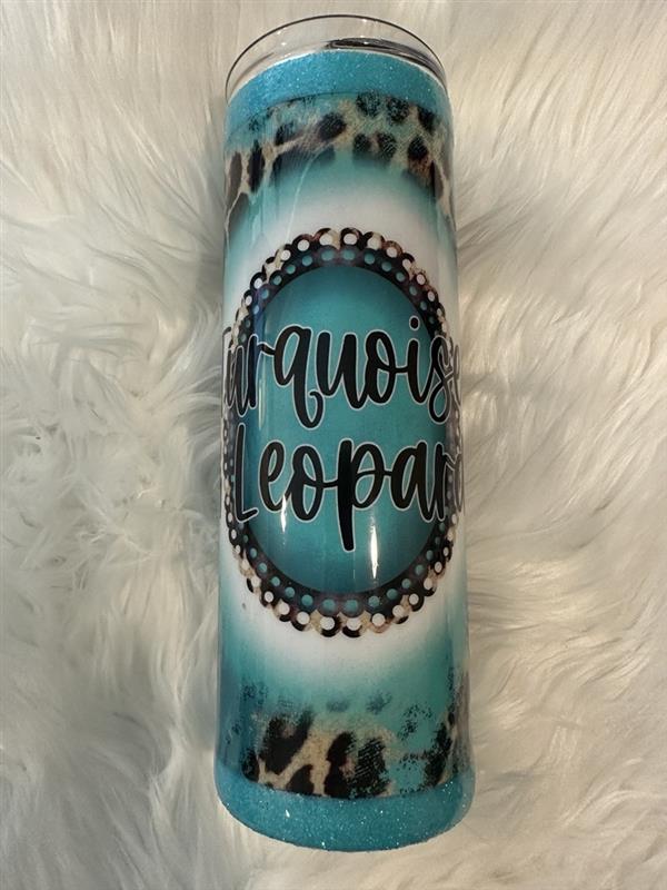Turquoise & Leopard Epoxy Tumbler 20oz