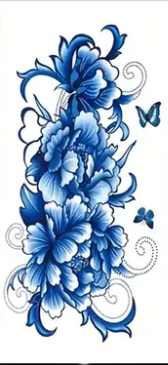 Blue Peonies Tattoo