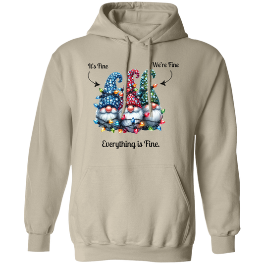 Everything it's Fine Gnomes Christmas Funny Pullover Hoodie