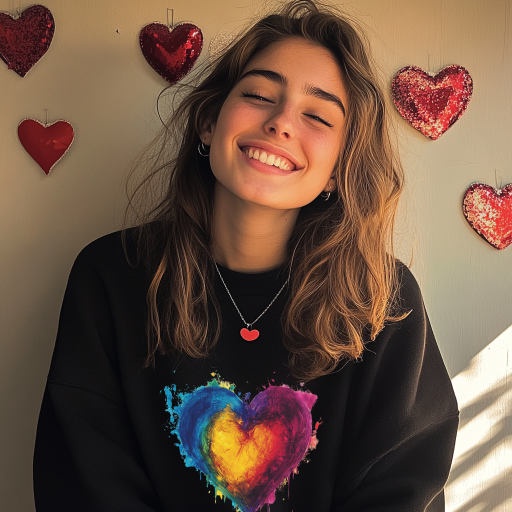 Faded Colorful Heart - Unisex Premium Sweatshirt