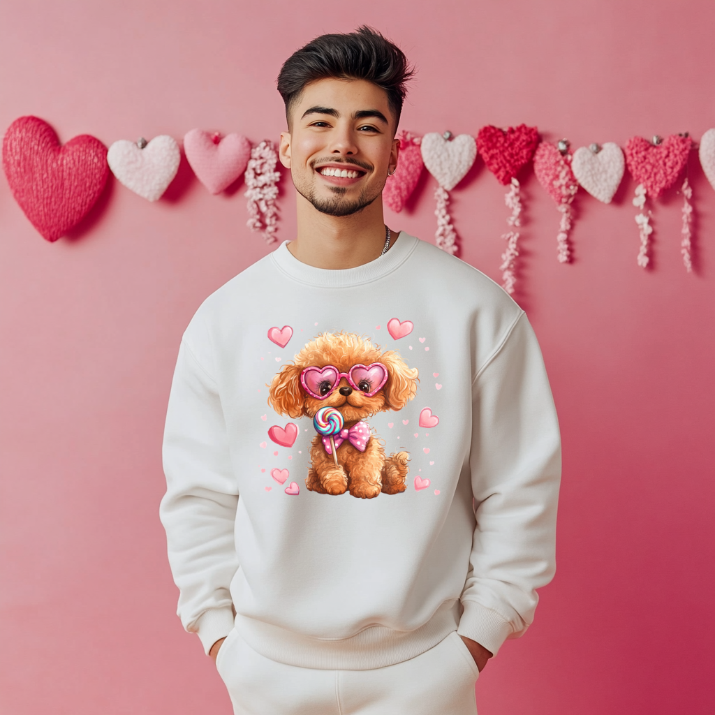 Doggy with Heart Lollipop Crew neck sweatshirt