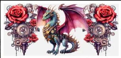 UV DTF Red Roses Dragon