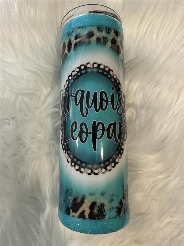 Turquoise & Leopard Epoxy Tumbler 20oz
