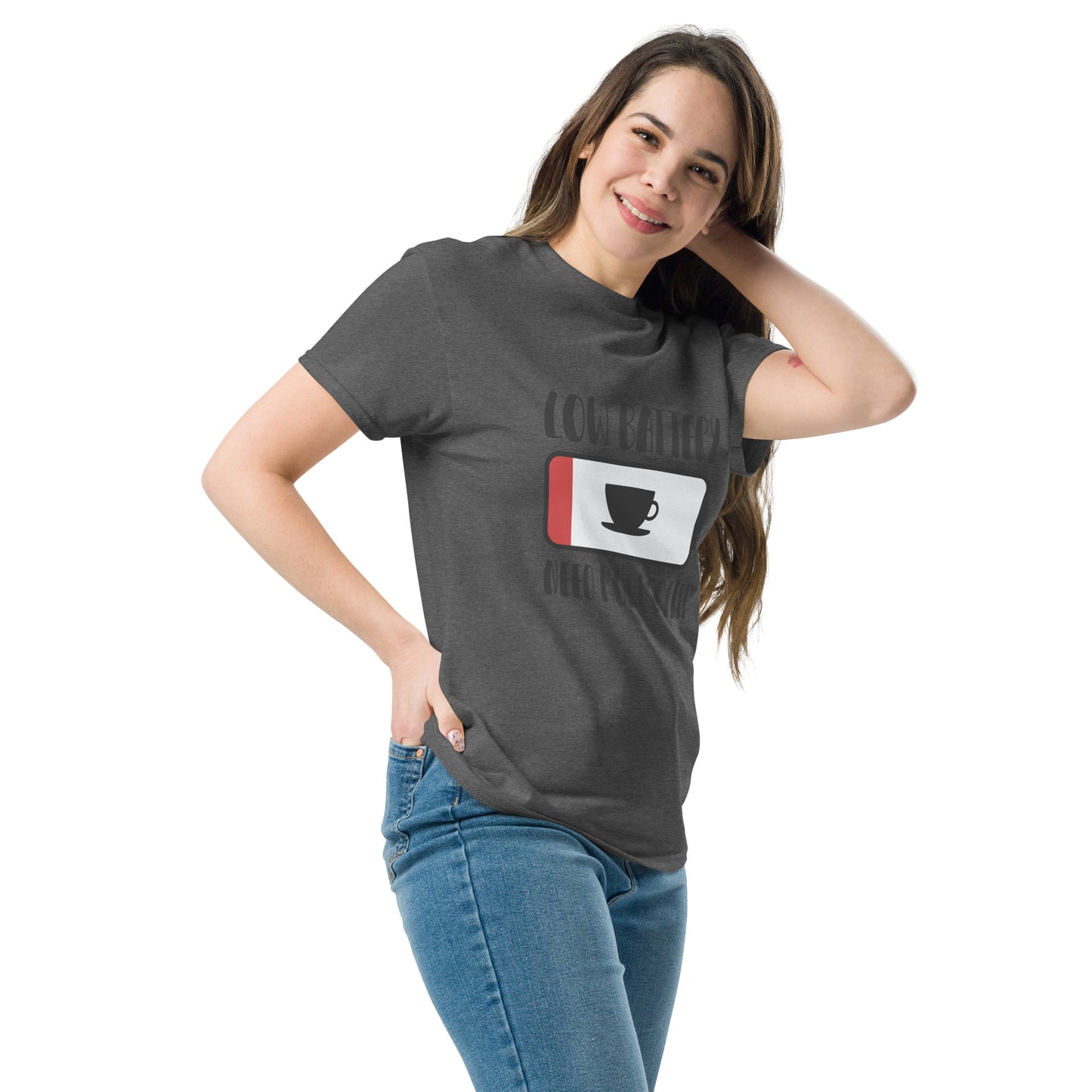 Low Battery Need Coffee Unisex classic tee