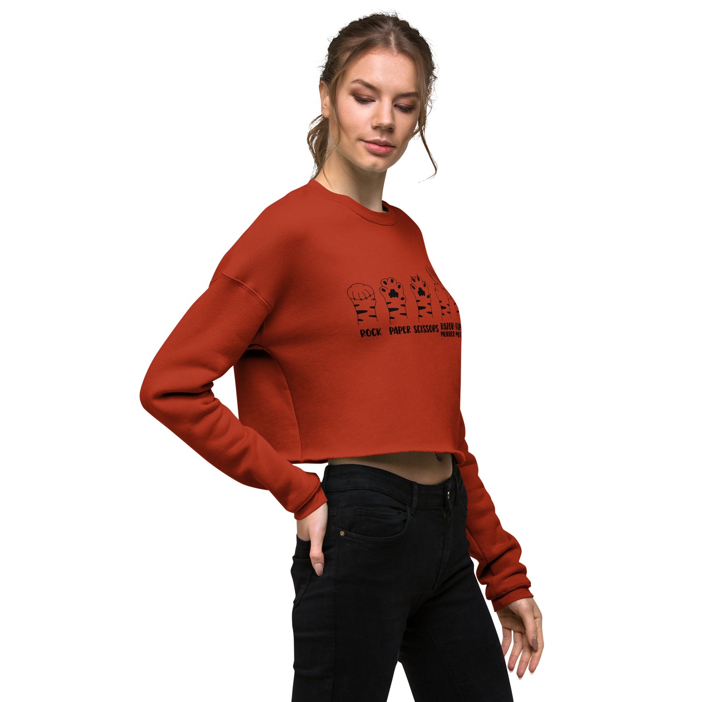 Rock Paper Scissors Razor Crop Sweatshirt