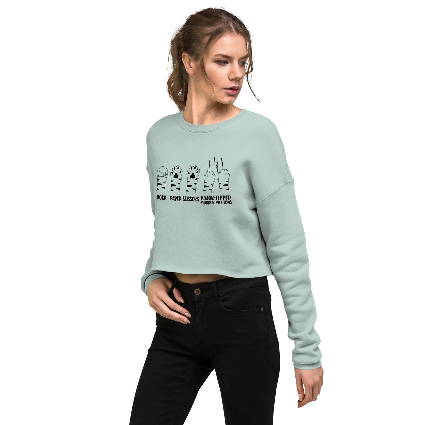 Rock Paper Scissors Razor Crop Sweatshirt