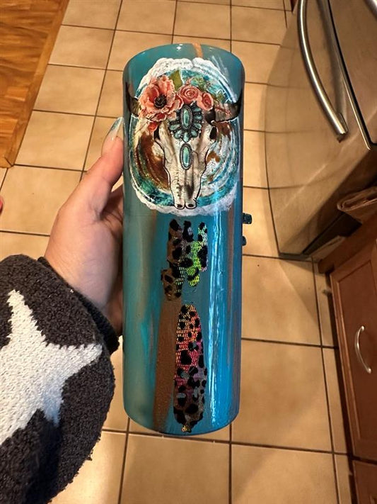Bulls and Roses Epoxy Tumbler 20oz