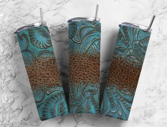 Blue Leather Tumbler 20oz