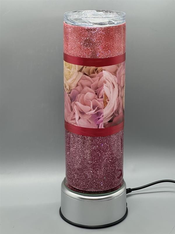 Roses and Pink Glitter Tumbler Epoxy 20oz