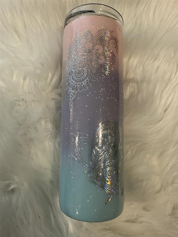 Flowers and Butterflies Pastel Colors Epoxy Tumbler 20oz