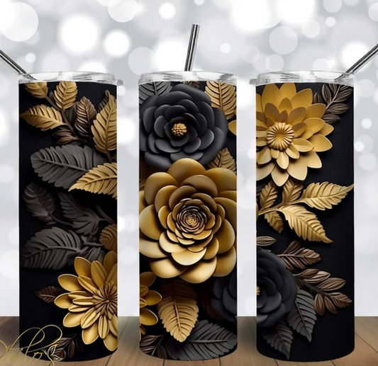 Black and Gold Roses 20 oz