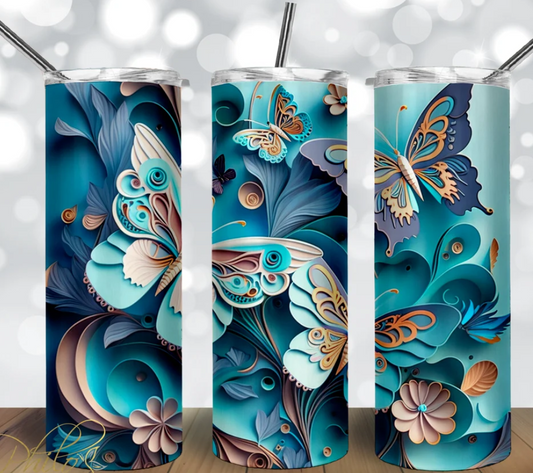 Blue Butterflies 3D 20oz
