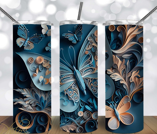Butterflies Blue 3d 20oz