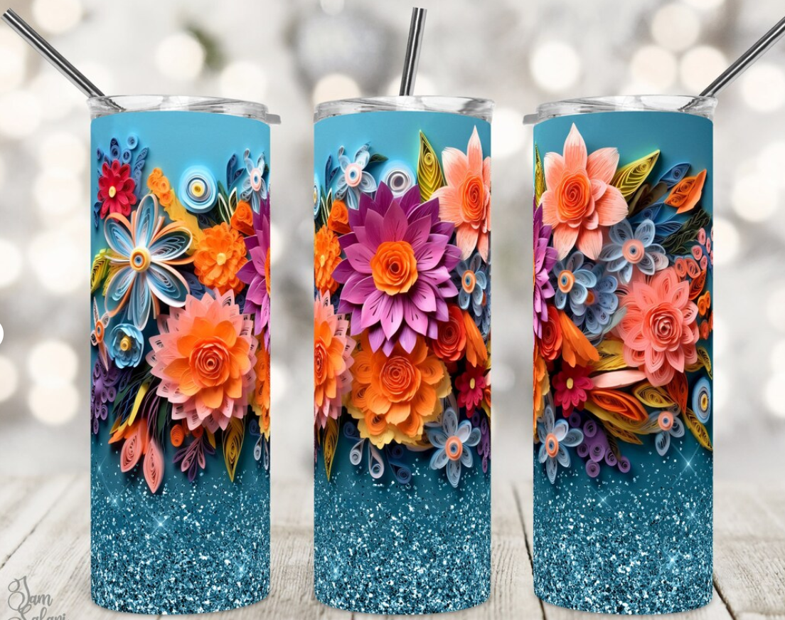 3D Flowers Tumbler 20oz