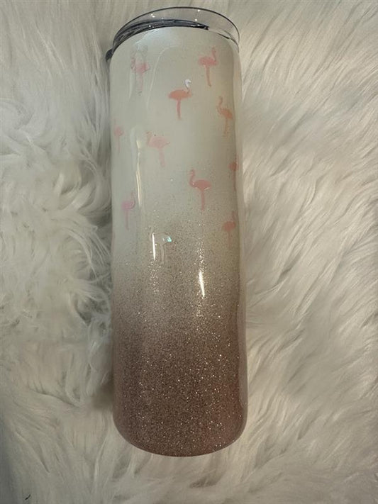 Flamingo Glitter Epoxy Tumbler 20oz