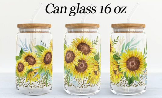 Sunflowers Glass Cans 16oz