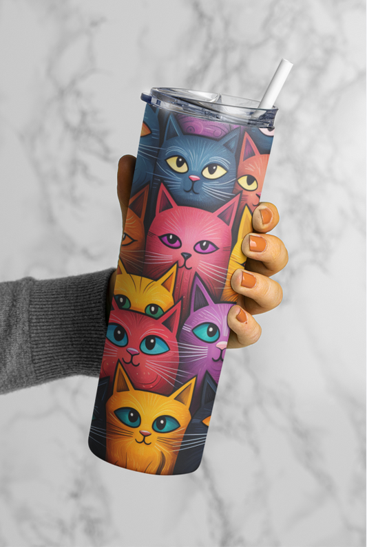 Colorful Cats Neon Painting Tumbler 20oz