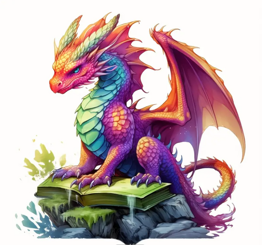 Dragon on Book with Splats Decal