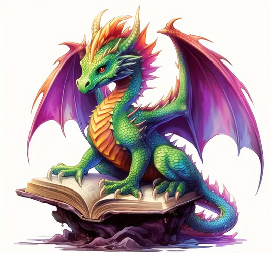 Dragon on Book and Hill Decal