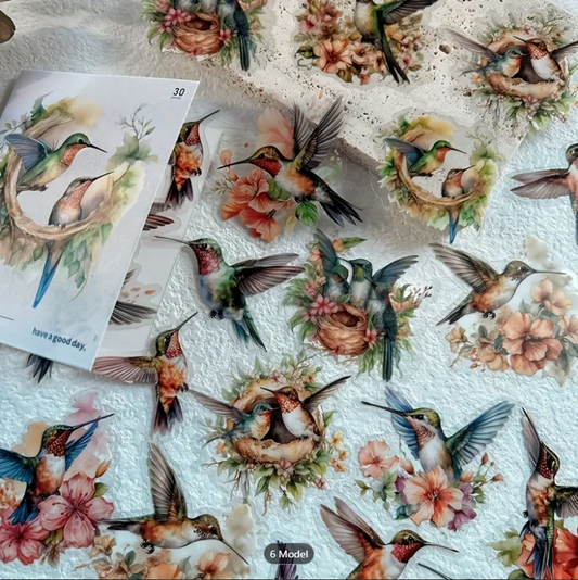 Flowers & Hummingbirds Decal Collection 30 pieces