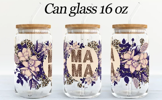 Mama Flowers Glass Can 16oz