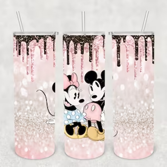 Mickey & Minnie Rose Glitter Tumbler 20oz