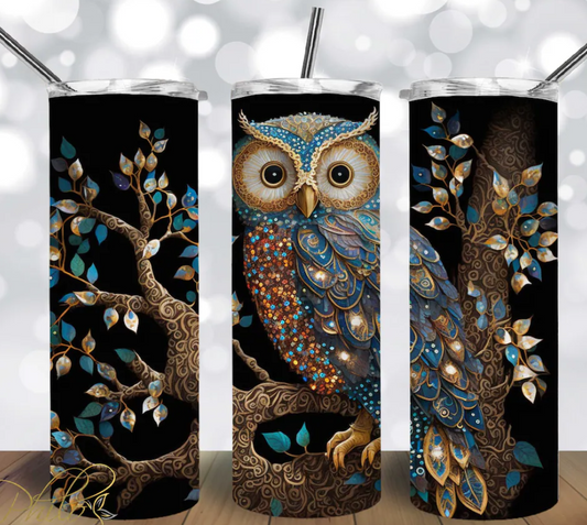 Owl Ornamental Glitter Tumbler 20oz