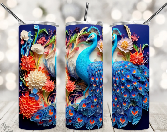 3D Peacock Blue Tumbler