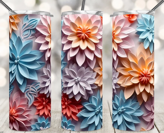 Pink and Blue Succulents Tumbler 20oz