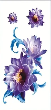 Purple Peonies with Blue leaves Tattoo