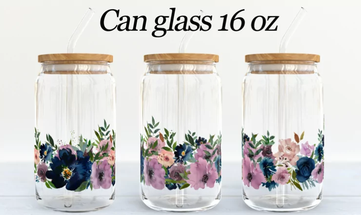Flowers Glass Can 16oz