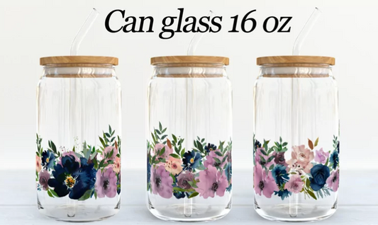 Flowers Glass Can 16oz