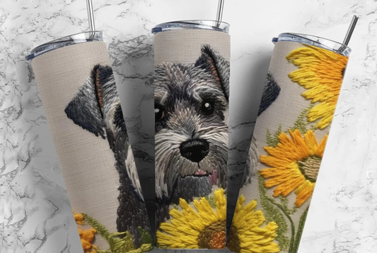 Schnauzer Embroidery Tumbler 20oz