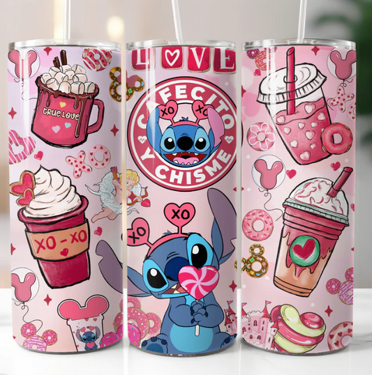 Stitch Cafecito and Love Tumbler 20oz