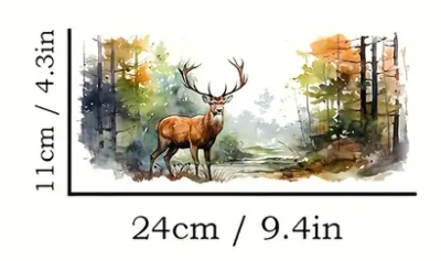 UV DTF Transfer Elk Forest Walk Design