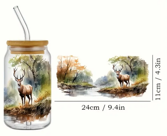 UV DTF Transfer Elk Forest River Design