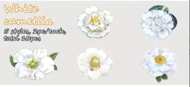 White Camellias Flowers Holographic Decal