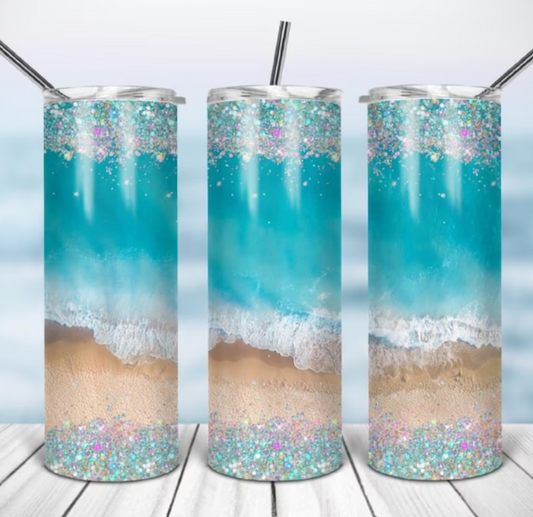 Beach Glitter Tumbler 20oz