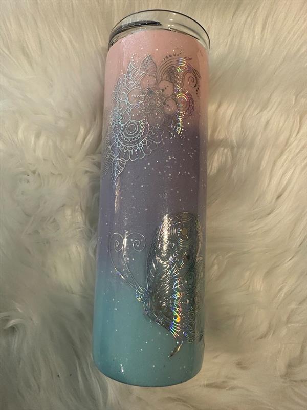 Flowers and Butterflies Pastel Colors Epoxy Tumbler 20oz