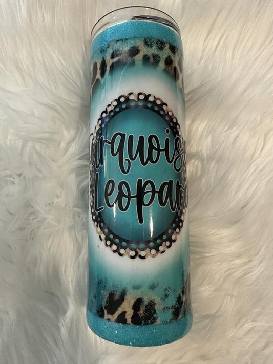Turquoise & Leopard Epoxy Tumbler 20oz