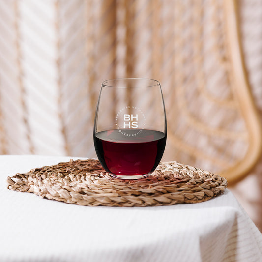 BHHS Wineglass for the Cabernet Drinker Stemless wine glass - white logo