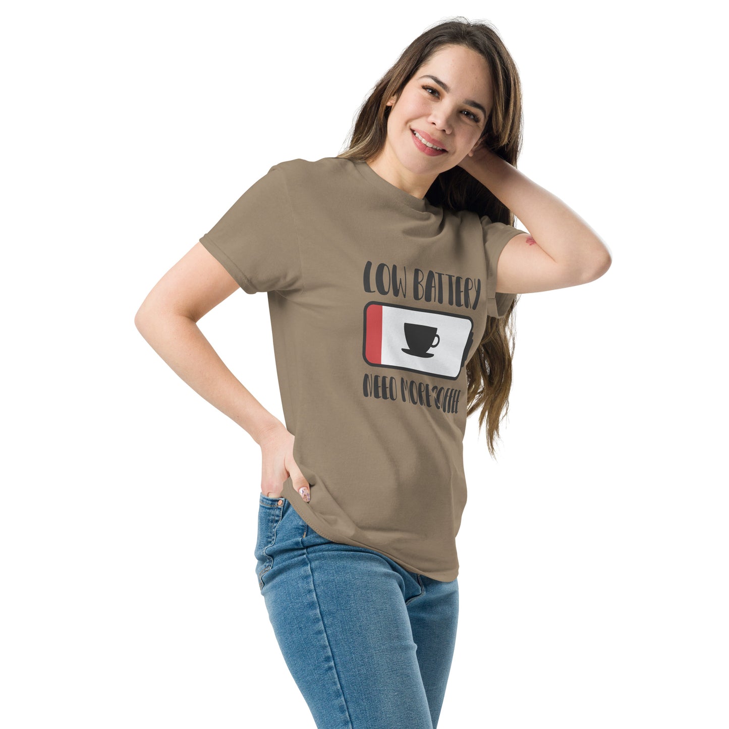 Low Battery Need Coffee Unisex classic tee