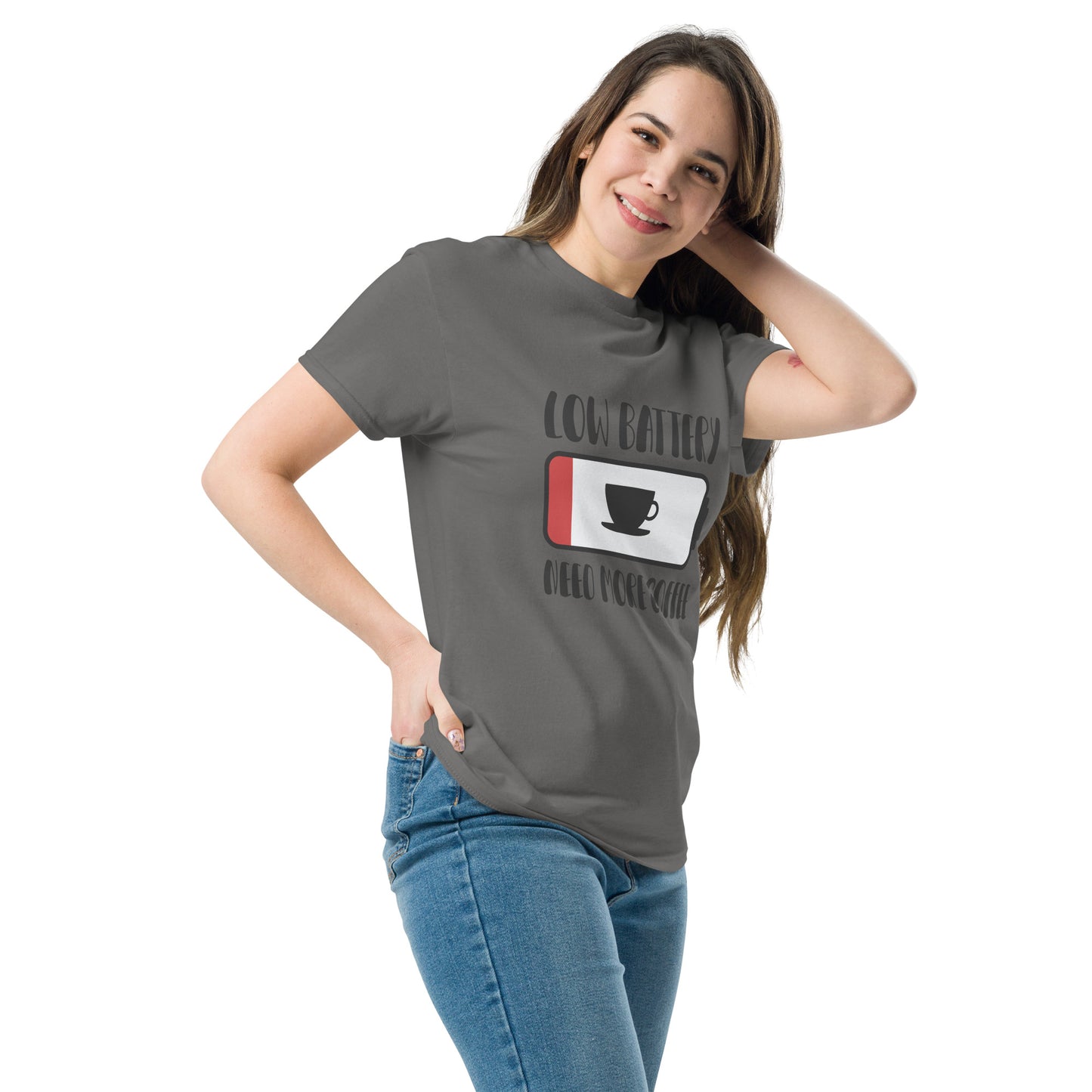 Low Battery Need Coffee Unisex classic tee