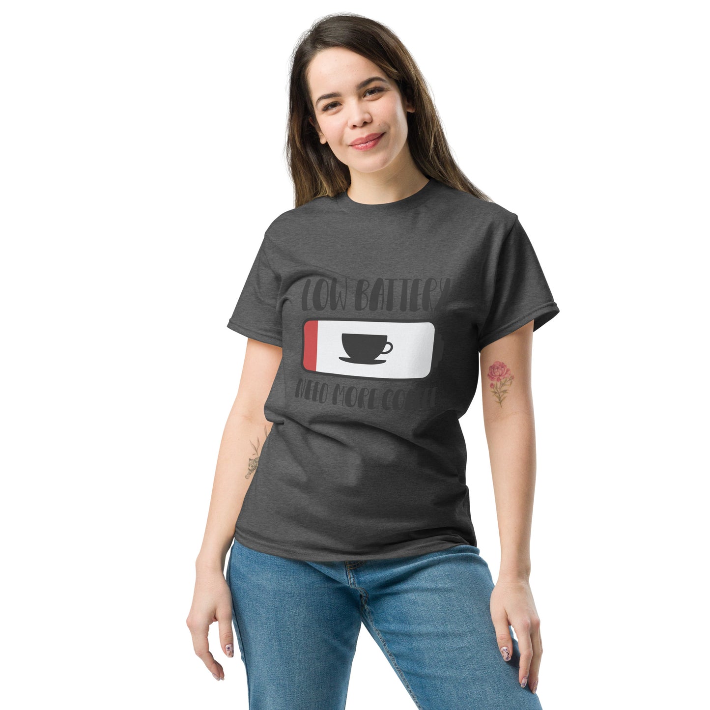 Low Battery Need Coffee Unisex classic tee