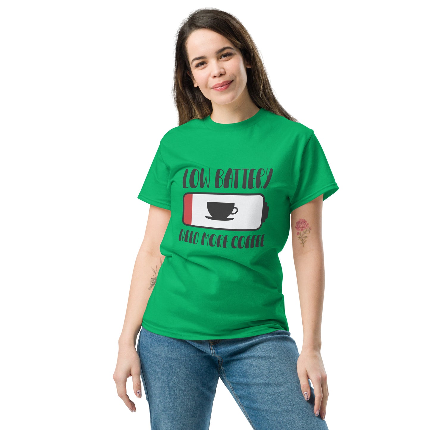 Low Battery Need Coffee Unisex classic tee