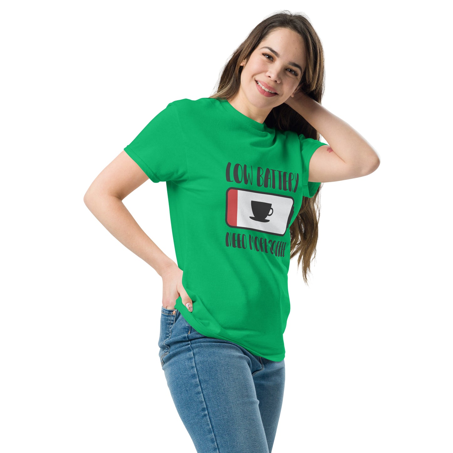 Low Battery Need Coffee Unisex classic tee