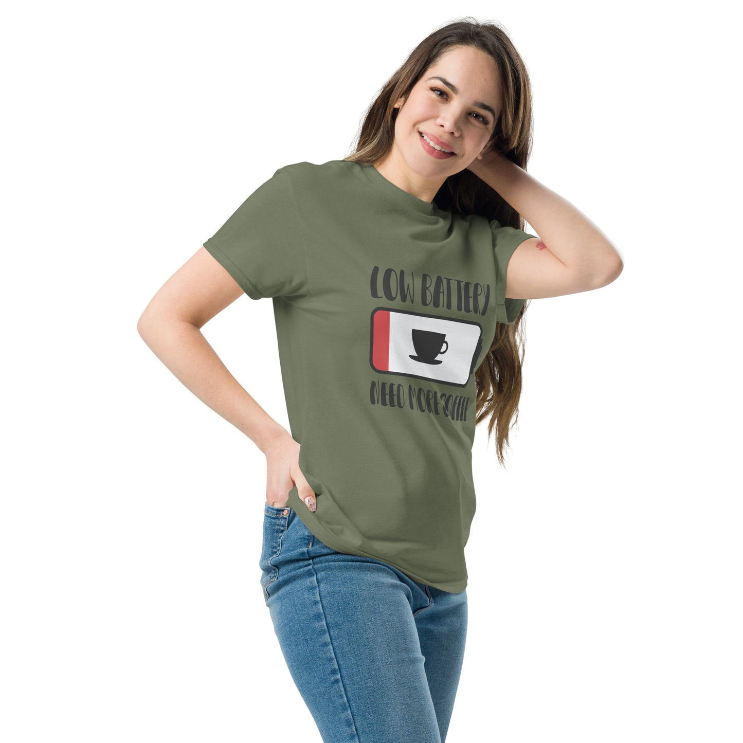Low Battery Need Coffee Unisex classic tee