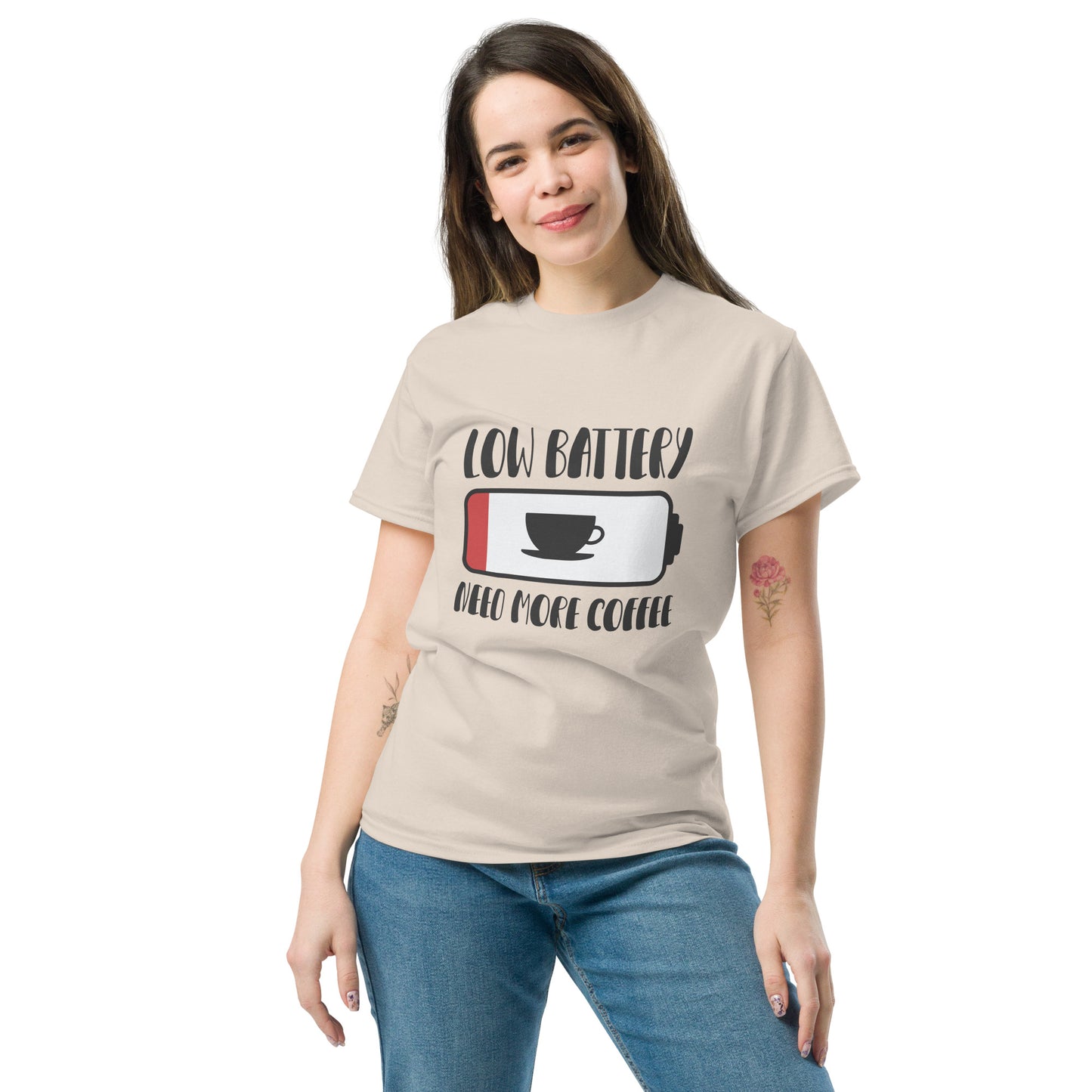 Low Battery Need Coffee Unisex classic tee